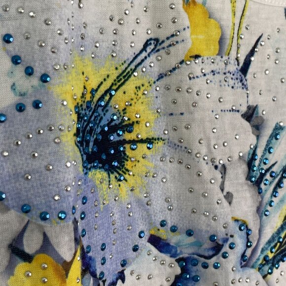 JM Collection Womens Plus 2X Floral Short Flutter Sleeve Blouse Tunic Top Shirt - Picture 5 of 10